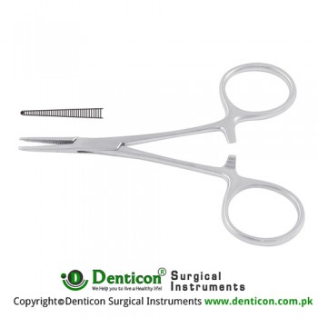 Micro-Mosquito Haemostatic Forcep Straight - 1 x 2 Teeth Stainless Steel, 12 cm - 4 3/4" 